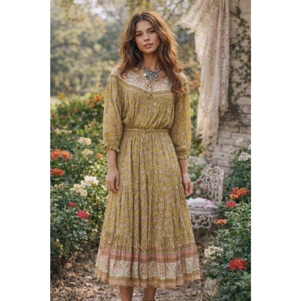 Spell Gypsy Collective x Free People Boho Maxi Dress Floral Viscose Relaxed S